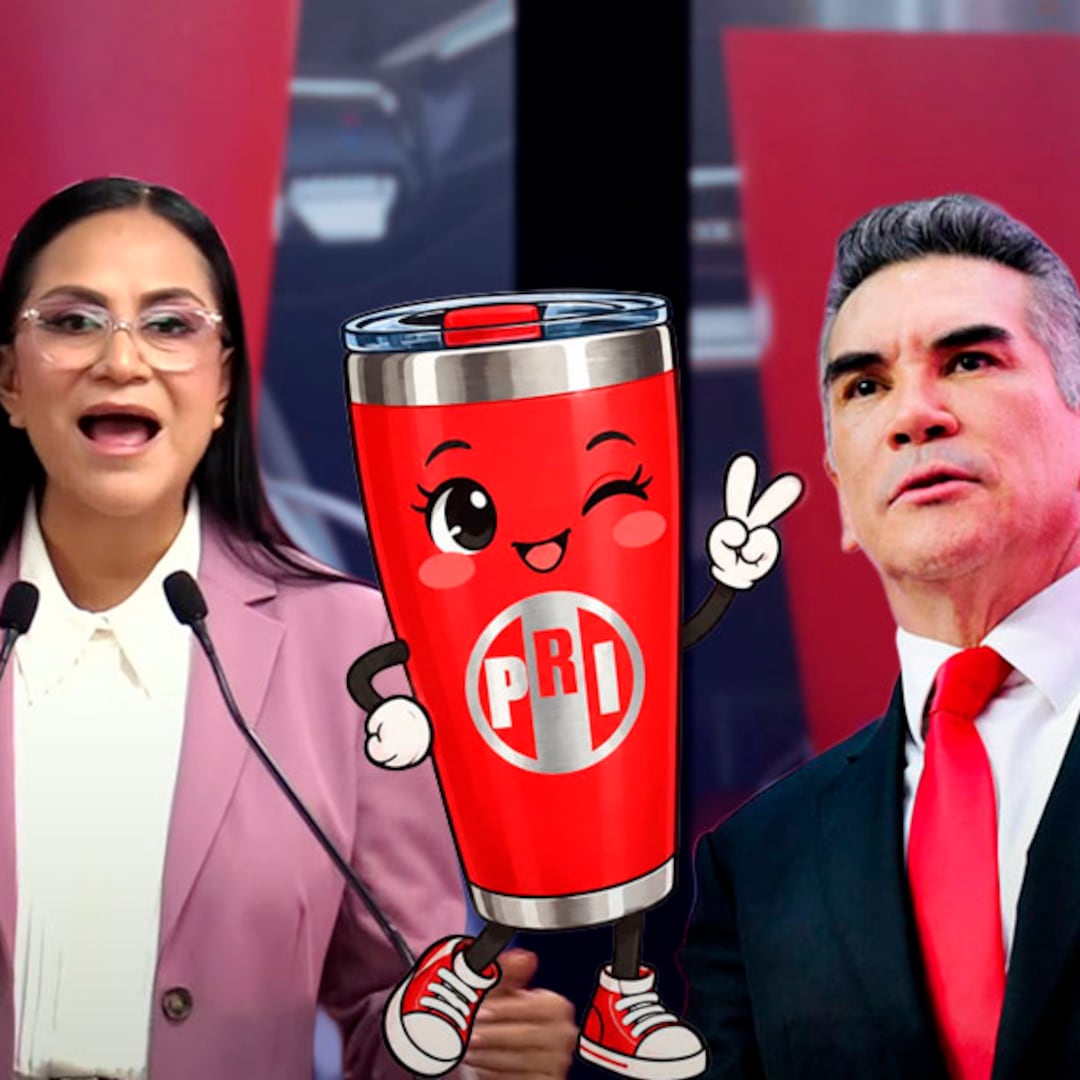 Ariadna Montiel y Alejandro Moreno protagonizan disputa por un termo del PRI