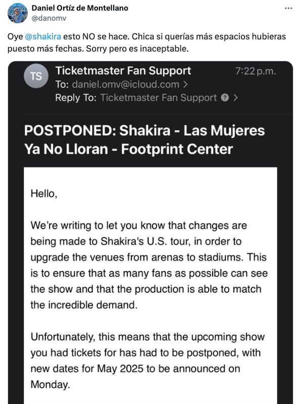 Shakira decepciona a fans