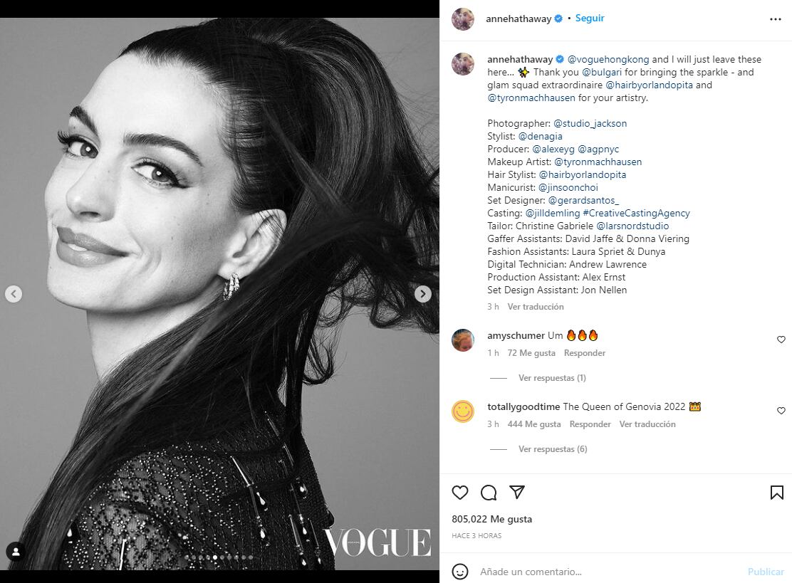 Anne Hathaway para Vogue Hong Kong