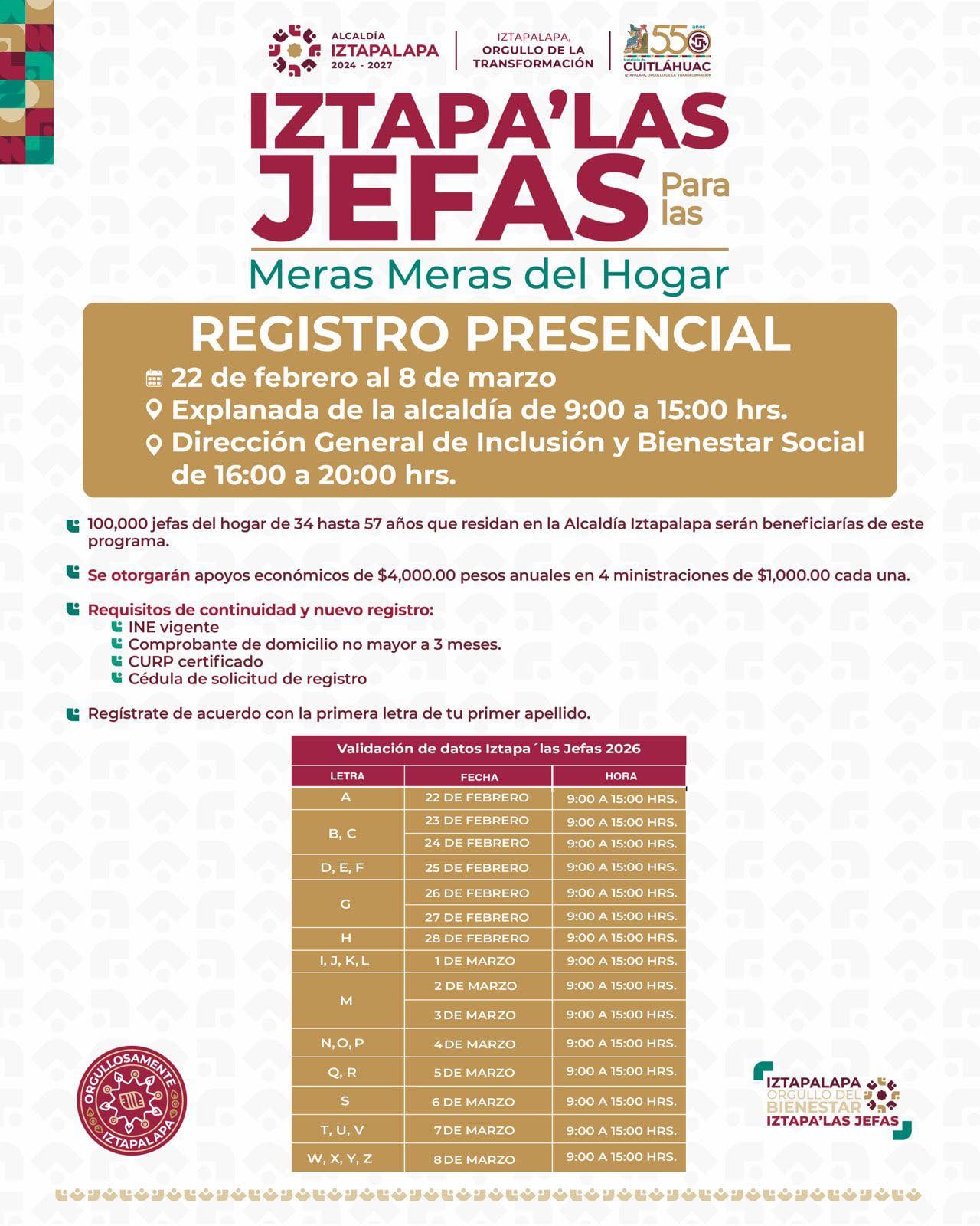 Calendario Jefas de Familia 2026
