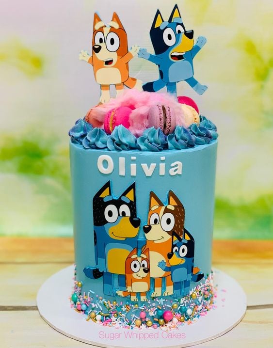 Ideas de pastel de Bluey para fiesta infantil de niña