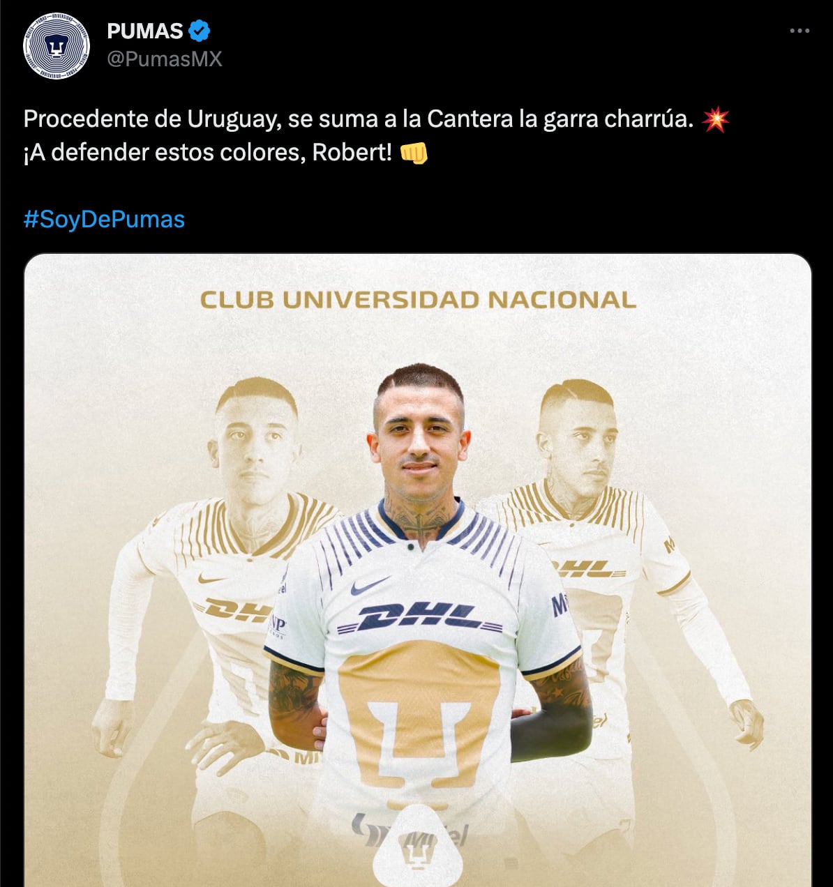 Robert Ergas, nuevo jugador del Club Pumas
