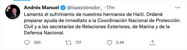 AMLO enviará ayuda a Haití
