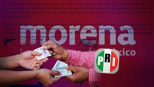 Elecciones Coahuila: Morena denuncia al PRI por presunta compra de votos