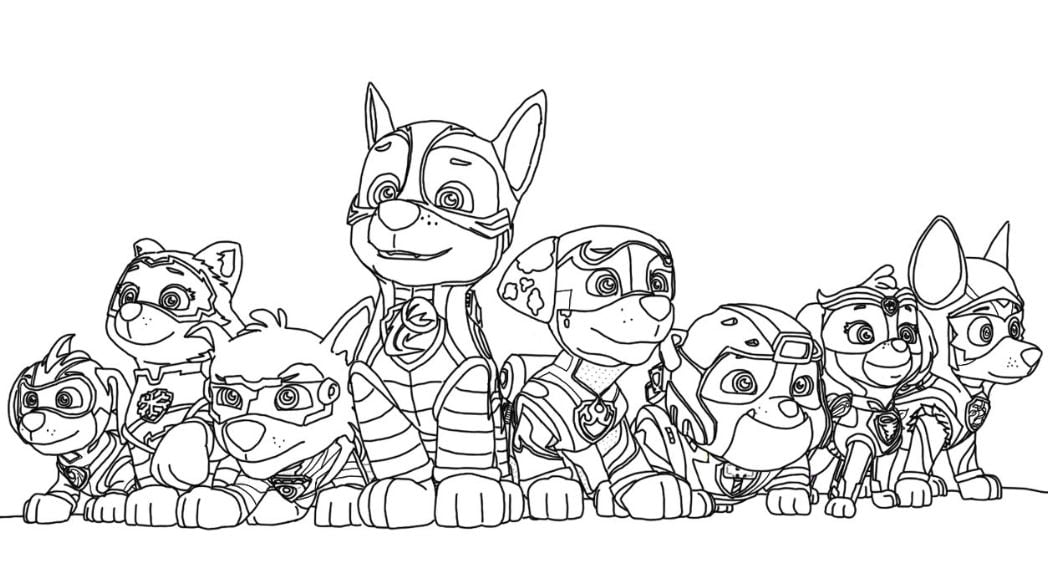 Mighty Pups de Paw Patrol equipo completo