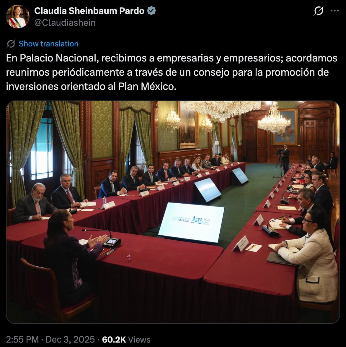 Claudia Sheinbaum se reúne con empresarios para fortalecer Plan México.