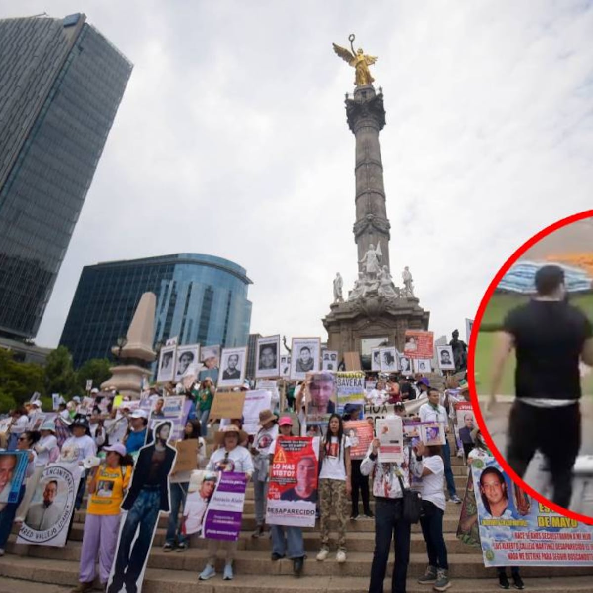 Confrontación entre aficionados y madres de desaparecidos en Paseo de la Reforma