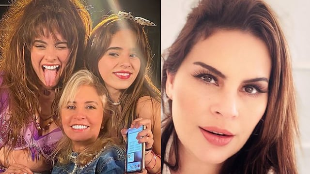 Carla Estrada con elenco serie de Gloria Trevi / Mary Boquitas