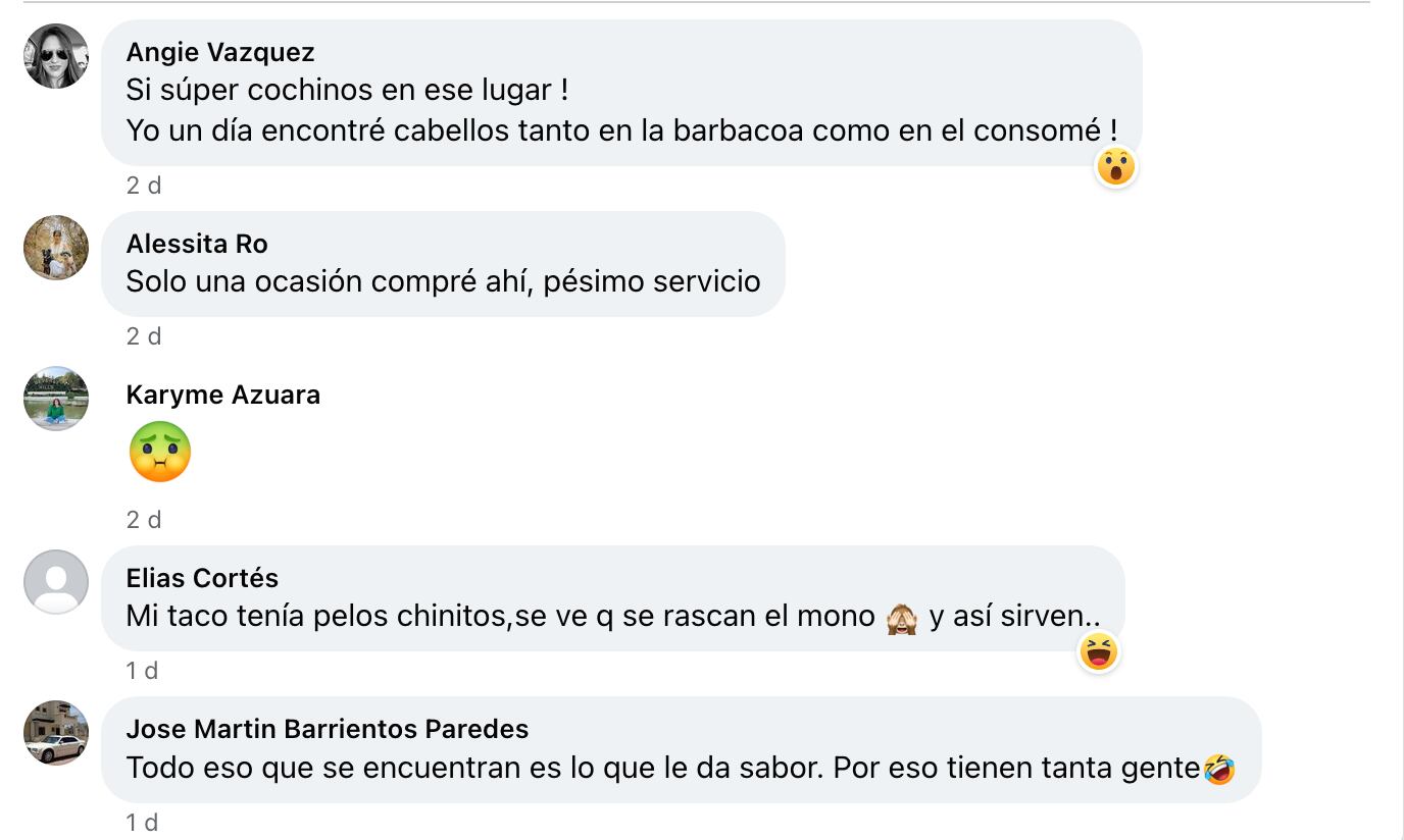 Usuarios se quejan del establecimiento de barbacoa “La Tía Mine”