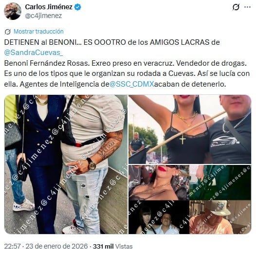 Detienen a Benoni Fernández, organizador de la rodada y amigo de Sandra Cuevas