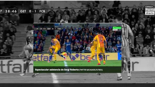 Una genialidad de Sergi Roberto dio el primer gol al uruguayo contra el Getafe.