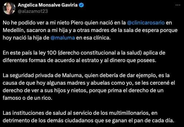 Abogada acusa a Maluma de no poder visitar a su nieto en el hospital donde nació la hija del cantante
