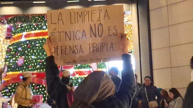 Protestan por el fin de la guerra en Palestina la noche de Reyes Magos en plaza Mitikah