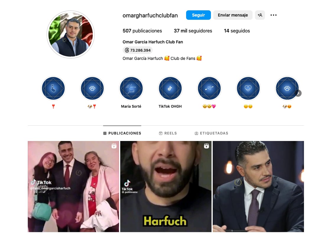 Cuentas del club de fans de Omar García Harfuch