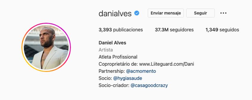 Dani Alves en Instagram