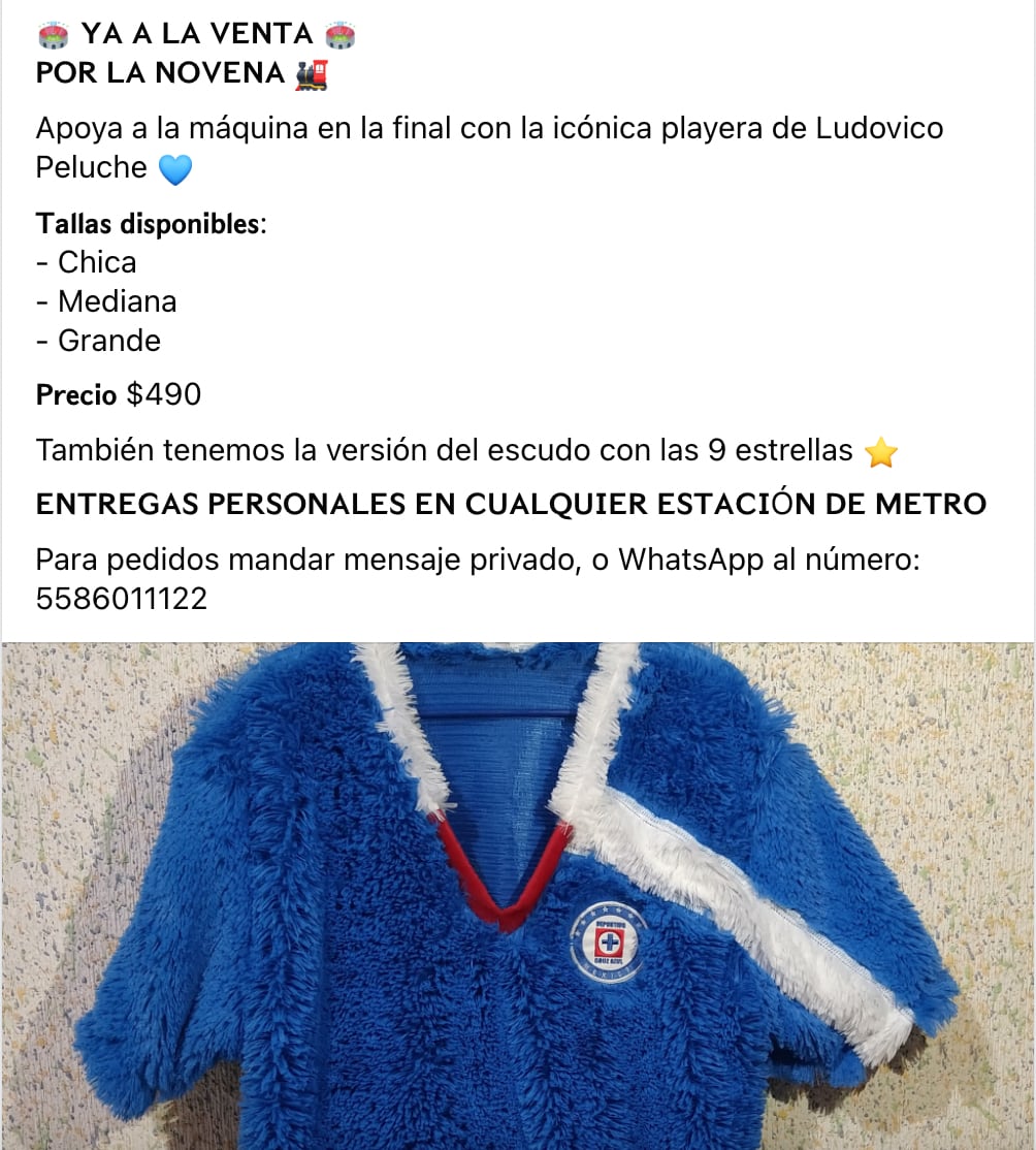 Oferta de playeras del Cruz Azul inspiradas en Ludovico Peluche