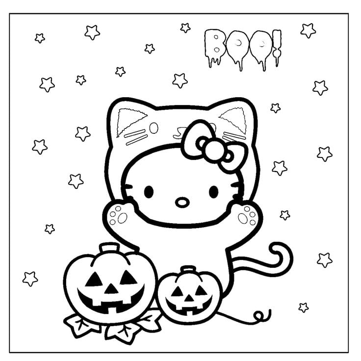 Hello Kitty en Halloween: 7 bonitos dibujos para colorear que son terroríficos