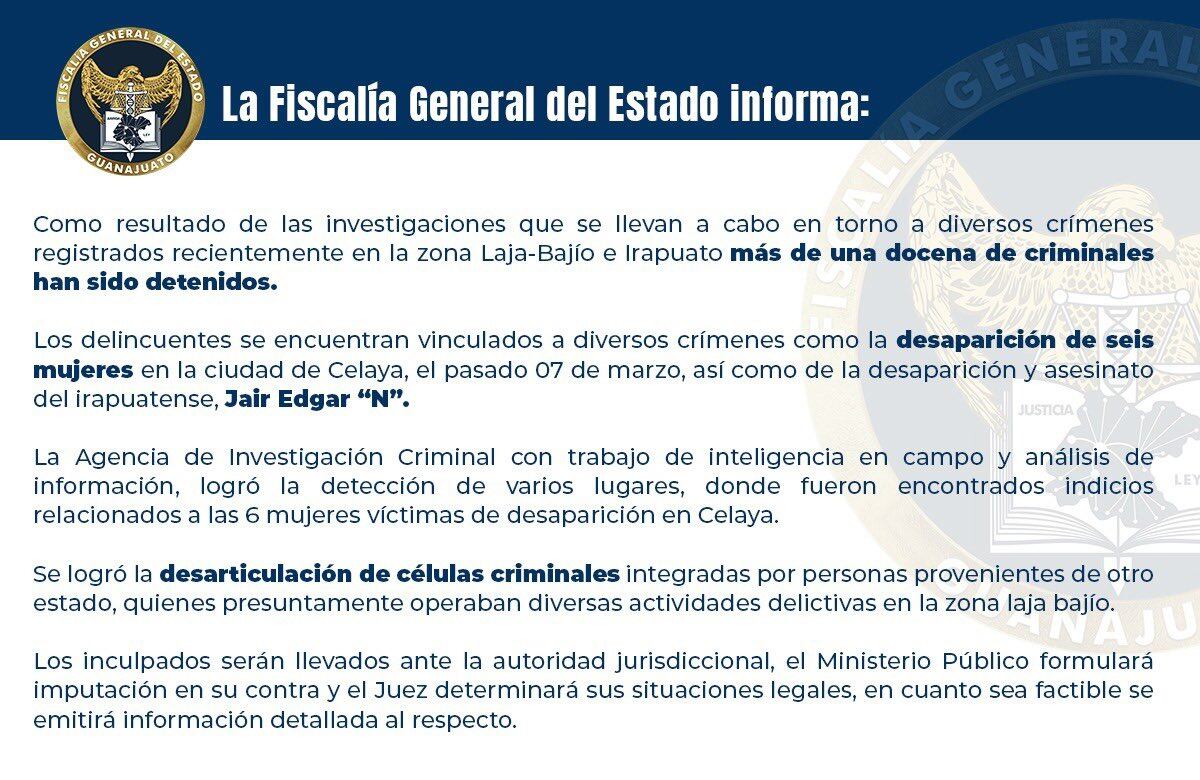 Comunicado de la Fiscalía de Guanajuato