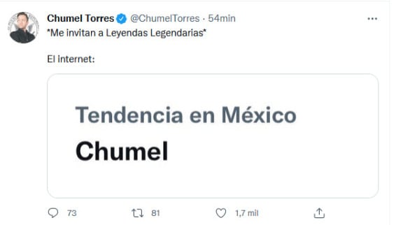 Chumel Torres en Leyendas Legendarias/Twitter