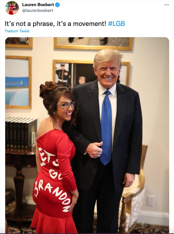 Tuit de Lauren Boebert con Donald Trump
