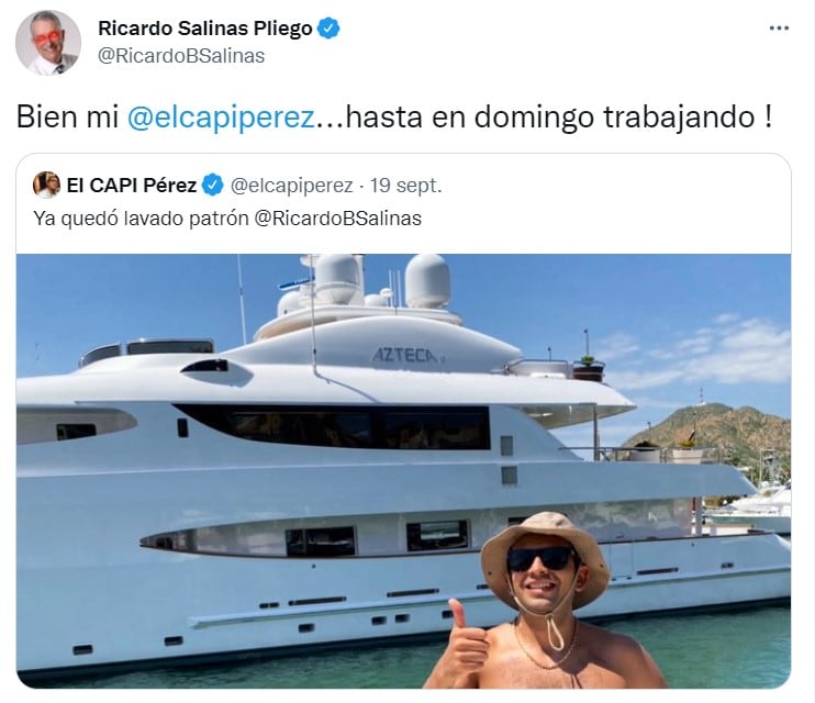Publicación de Ricardo Salinas Pliego en Twitter