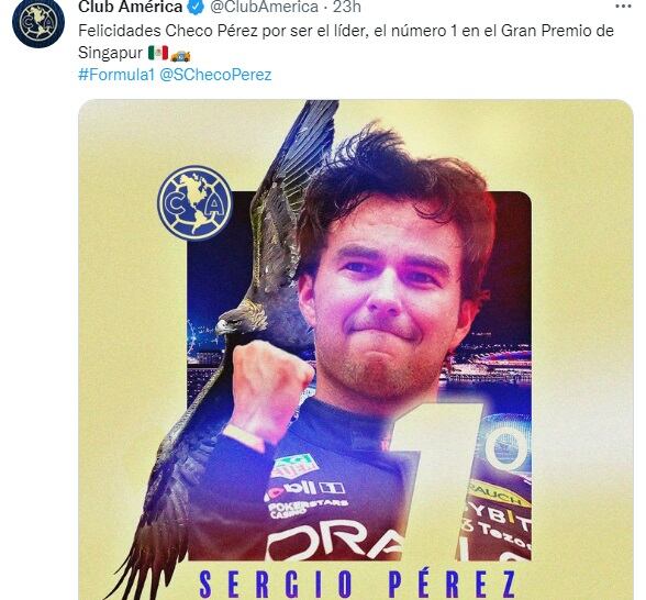 Checo Pérez, felicitado por el Club América