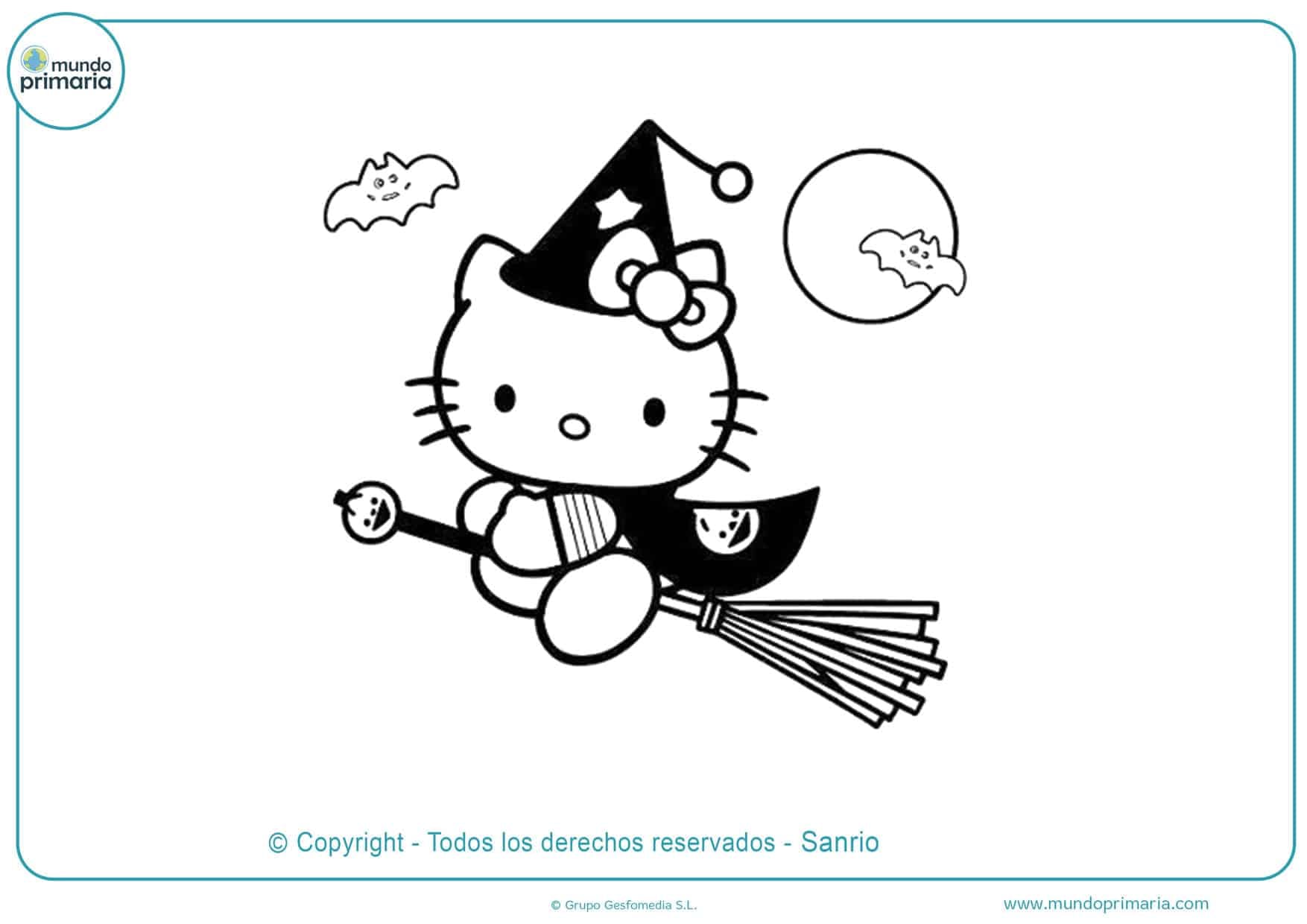 Hello Kitty en Halloween: 7 bonitos dibujos para colorear que son terroríficos