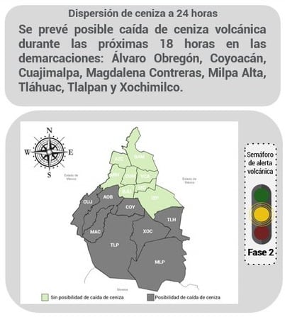 CDMX alerta por posible caída de ceniza en alcaldías la mañana del sábado