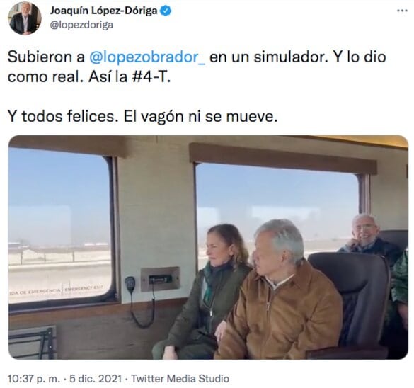 Tuit de Joaquín López-Dóriga