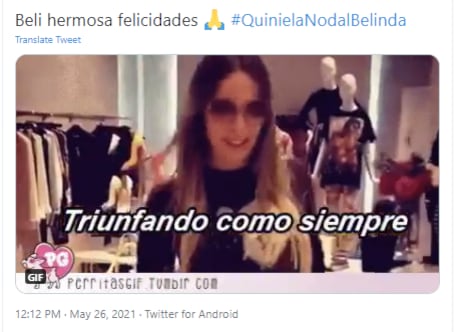Tweet sobre Belinda y Christian Nodal.