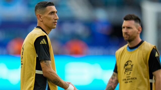 Ángel Di María y Lionel Messi previo a la final de la Copa América.