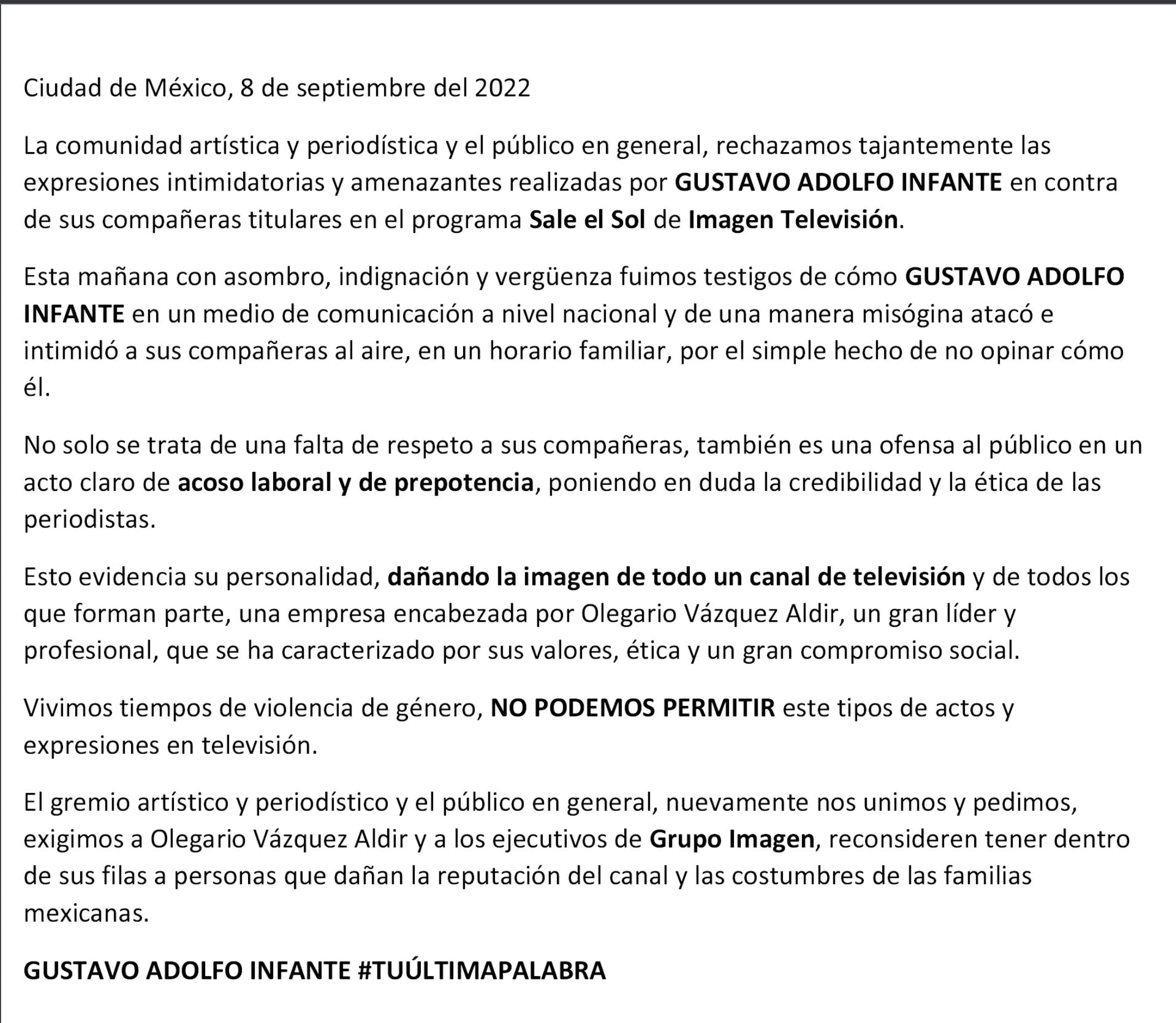 Sergio Mayer señala a Gustavo Adolfo Infante por sus amenazas en Sale el Sol