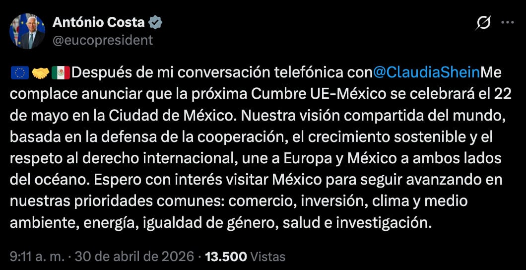 Sheinbaum confirma fecha de la Cumbre México-UE en CDMX