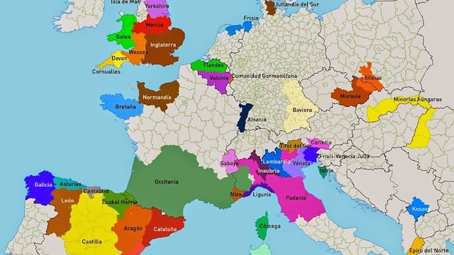 Mapa de las regiones que buscan su independencia, separación o autonomía de los respectivos estados que forman parte