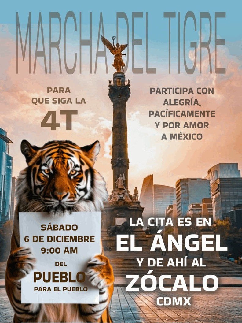 Marcha del Tigre en defensa de Sheinbaum y AMLO