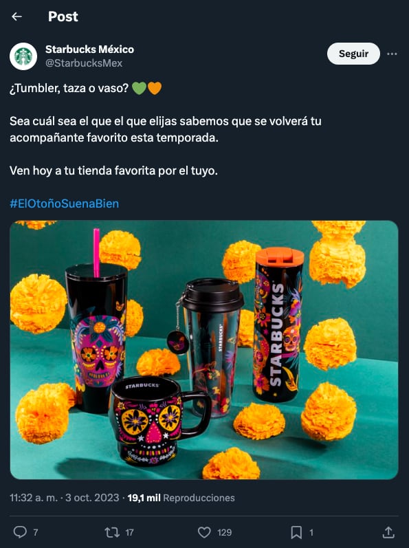 Starbucks lanza en México una colección completa de vasos Día de Muertos 2023