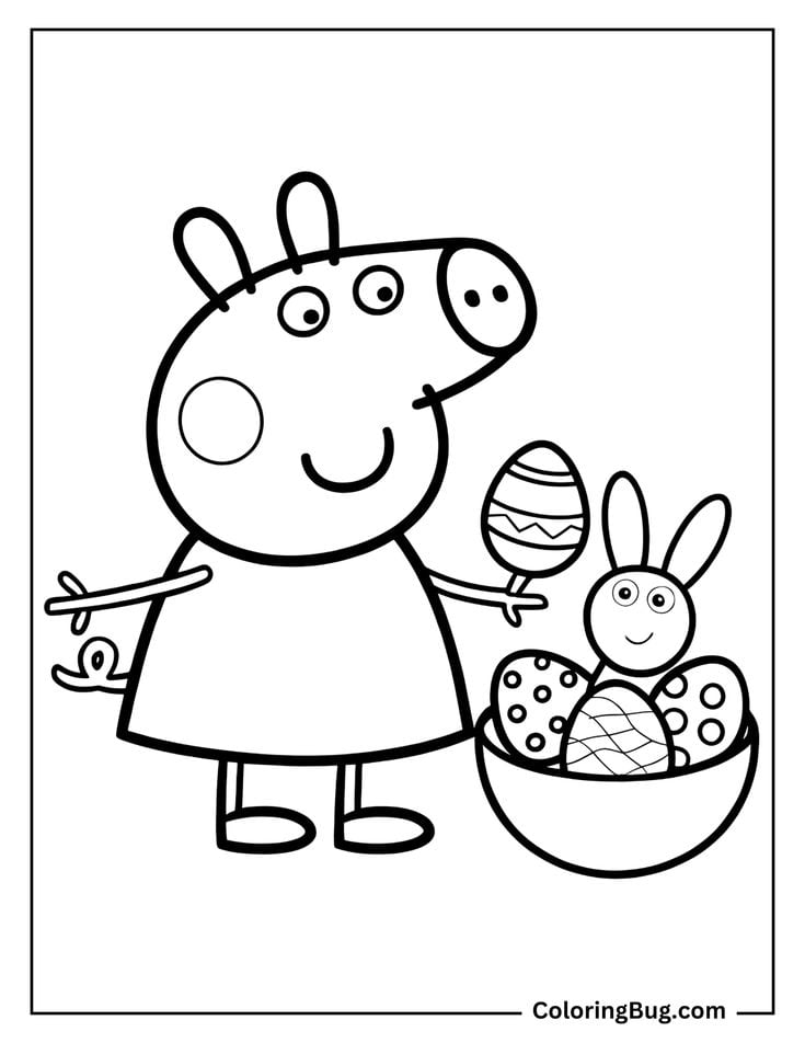 Dibujos de Peppa Pig de Pascua para colorear antes de Semana Santa