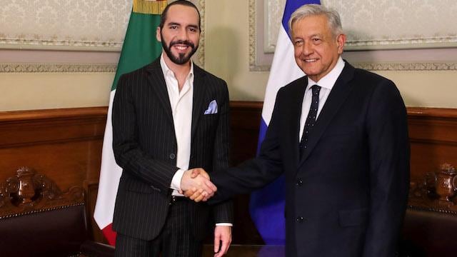 Nayib Bukele y AMLO durante encuentro en Palacio Nacional