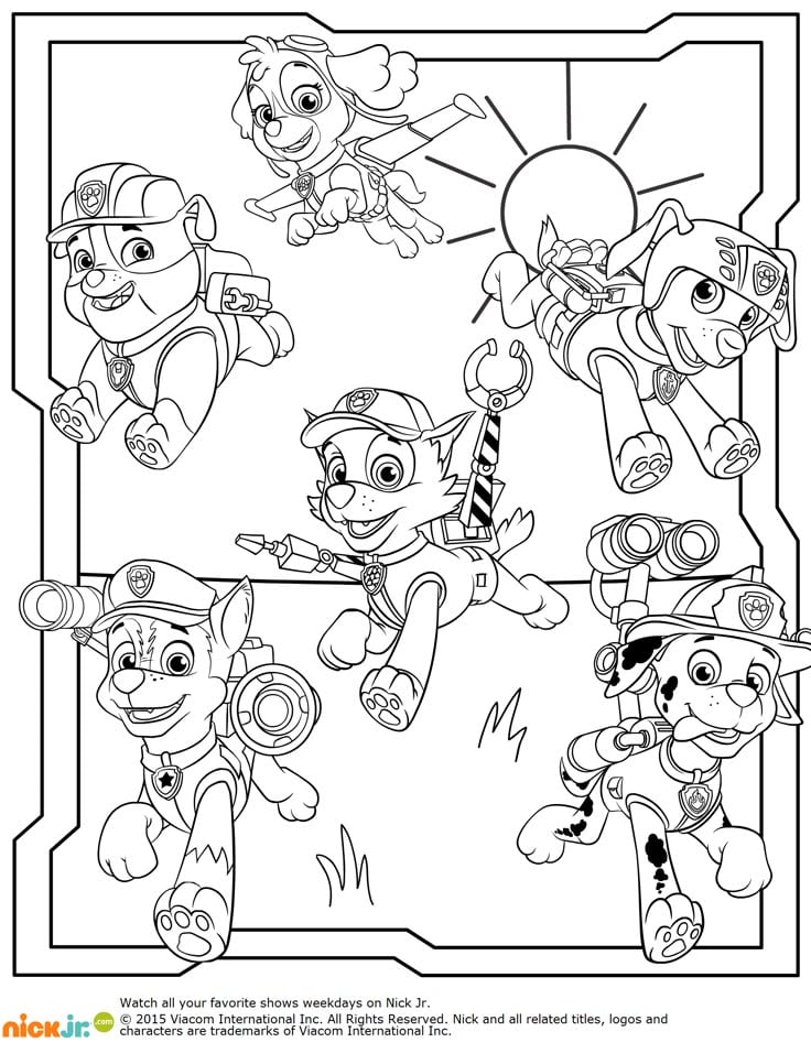Dibujos de Paw Patrol en un día soleado de primavera