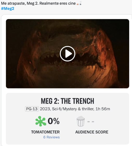 La película de Megalodón 2 y su calificación en Rotten Tomatoes, ha hecho que usuarios quieran verla