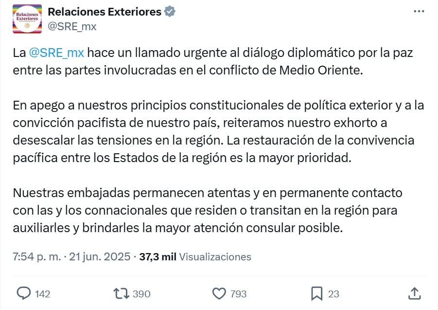 México reacciona a ataque de Estados Unidos a Irán