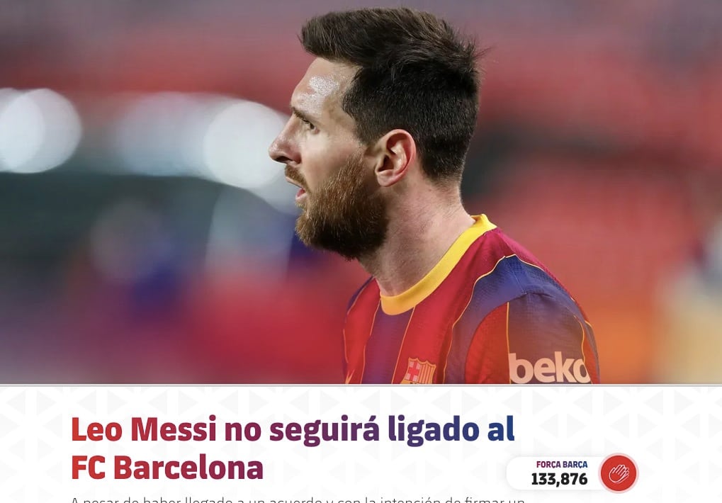 Comunicado del Barcelona anunciando la salida de Messi
