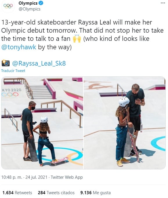 Rayssa Leal junto a Tony Hawk