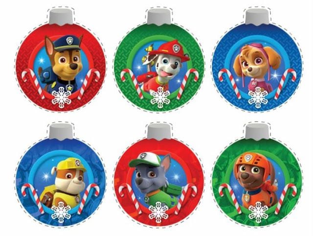 Esferas de Paw Patrol navideño con caramelos