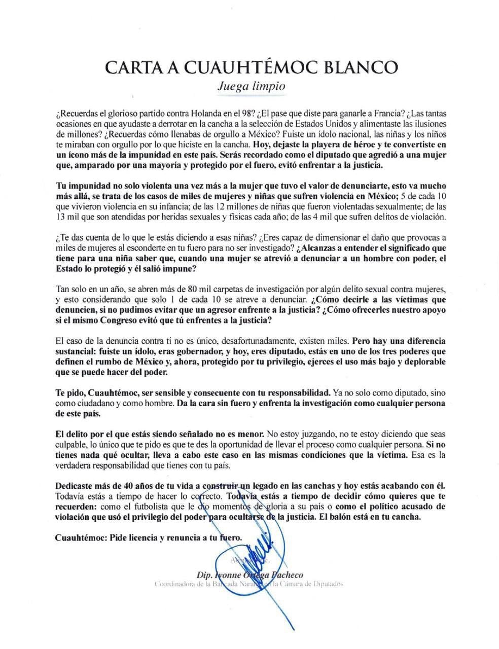 Ivonne Ortega le pide a Cuauhtémoc Blanco que "juegue limpio".