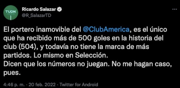 Ricardo Salazar dio un duro dato sobre Guillermo Ochoa