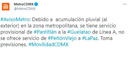 Mensaje del Metro.