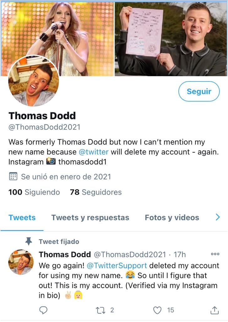 Nuevo Twitter de Thomas Dodd