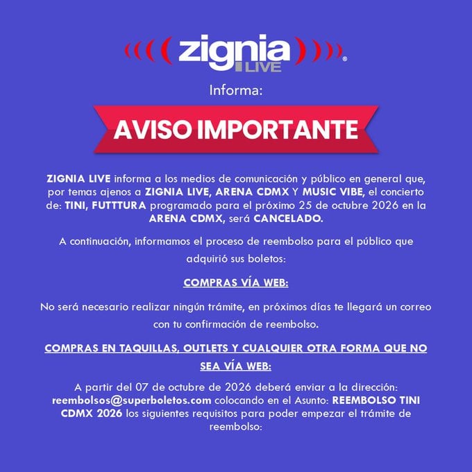 Tini Stoessel cancela concierto en Arena CDMX; así puedes pedir tu reembolso