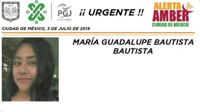 María Guadalupe Bautista Bautista. Alerta Amber